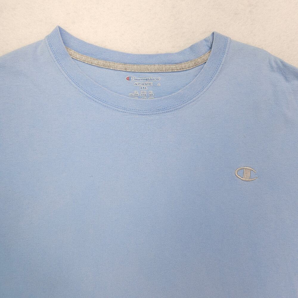 Champion Casual Short Sleeve Crew Neck T Shirt Mens Size 2XL Blue